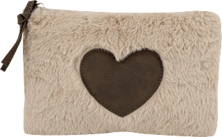 Kosmetiktasche mit Herz-Motiv beige manòu