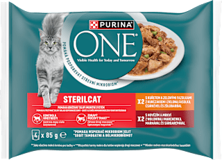 Sterilised kapsičky pro kočky kuře, hovězí ve šťávě 4x85g PURINA GOURMET