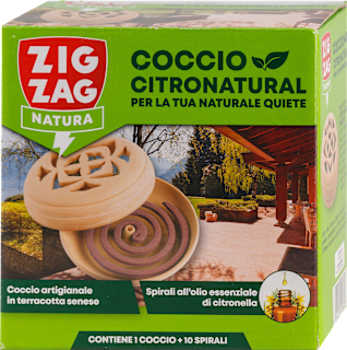 CITRONATURAL COCCIO terakota posuda + 10 spirala za zaštitu od komaraca citronela Zig Zag