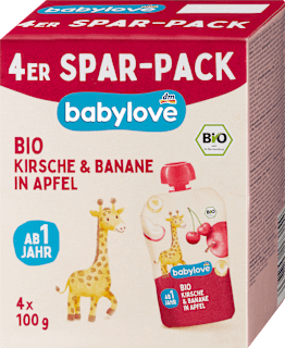 Quetschie Kirsche & Banane in Apfel, ab 1 Jahr (4x100 g) babylove