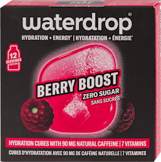 BERRY BOOST - osvežavajuće bezalkoholno piće sa ukusom kupine, sa kofeinom i kola oraha, sa zaslađivačem i vitaminima waterdrop