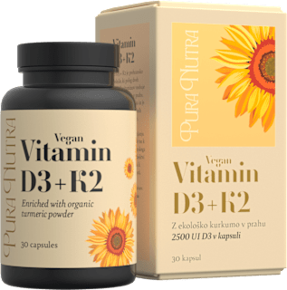 Prehransko dopolnilo Vegan Vitamin D3 + K2 PURA NUTRA