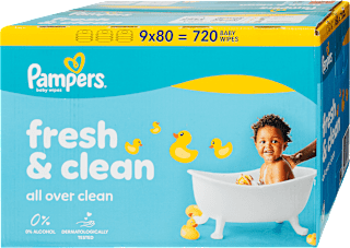 Vlhčené utierky Fresh Clean 9 x 80 Pampers