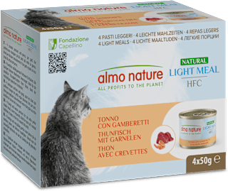 Cibo per gatti HFC Light Meal Natural tonno con gamberetti almo nature