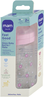 Sklenená flaša Feel Good - 2+m, 260 ml mam
