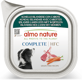 Cibo umido per cani HFC COMPLETE vaschetta con agnello islandese e carote almo nature