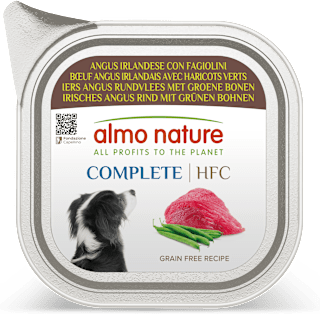 Cibo umido per cani HFC COMPLETE vaschetta con angus irlandese e fagiolini almo nature