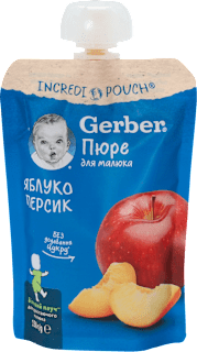 INCREDI POUCH voćni pire - jabuka i breskva, od 6. meseca Gerber