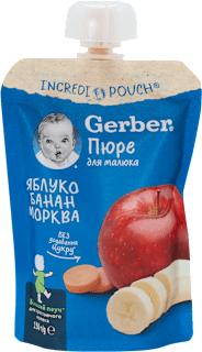 INCREDI POUCH voćni pire za bebe - j abuka,banana i šargarepa, od 6. meseca Gerber