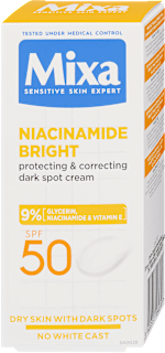 Védő és korrigáló krém Niacinamide Bright sötét foltok ellen SPF 50 Mixa