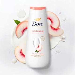 Sprchovací gél Advanced Care Rebalancing, White Peach & Rice Milk Dove