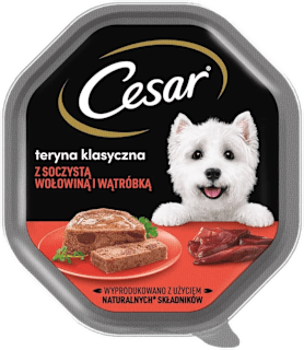 Mokra karma dla psów z soczystą wołowiną i wątróbką Cesar