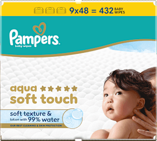 Vlažilni robčki Aqua soft touch 9 x 48 Pampers baby-dry