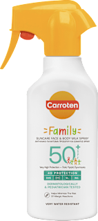 Слънцезащитно спрей-мляко Family SPF 50+ Carroten