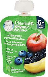 Bio gyümölcspüré alma-banán-áfonya-szeder, 6 hónapos kortól Gerber Organic