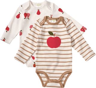 Bodys Langarm mit Obst-Muster, beige, Gr. 86/92 ALANA