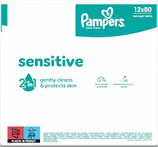 Vlažne maramice sensitive, 12 x 80 kom. Pampers