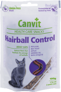 Pochúťka pre mačky Hairball Control Canvit