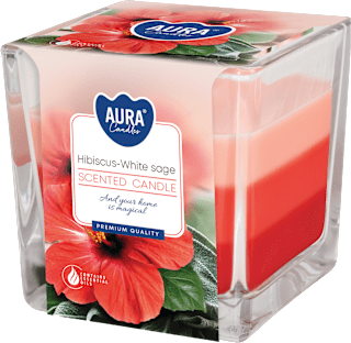 Świeca zapachowa hibiskus i biała szałwia AURA Candles