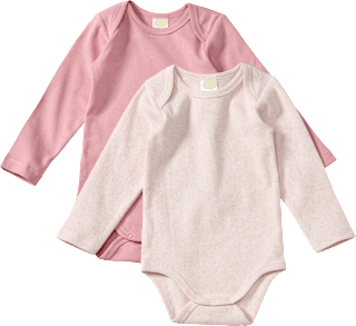 Bodys Langarm mit Ripp-Struktur, rosa + beige, Gr. 74/80 ALANA