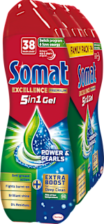 Detergent za strojno pomivanje posode Excellence Premium 5 v 1 Power & Pearls, 3 × 684 ml Somat
