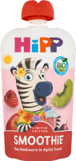 BIO příkrm v sáčku jablko, červené hrozno, kiwi & maliny HiPP
