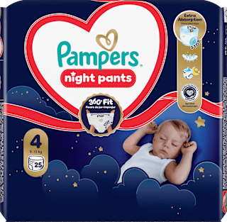 Éjszakai bugyipelenka, 4-es méret, 9-15kg Pampers night pants