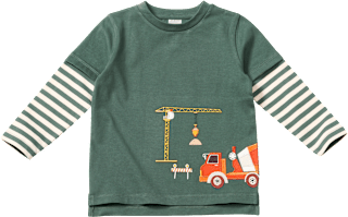 Langarmshirt mit Baustellen-Motiv, grün, Gr. 110 ALANA