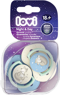 Smoczek silikonowy dynamiczny 18+ m Night & Day Boy LOVI