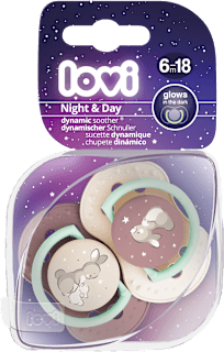 Smoczek silikonowy dynamiczny 6-18 m Night & Day Girl LOVI