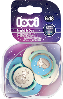 Smoczek silikonowy dynamiczny 6-18 m Night & Day Boy LOVI