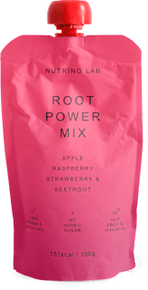 Sadno-zelenjavna kaša ROOT POWER MIX - jabolko, malina, jagoda in rdeča pesa Nutrino Lab