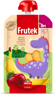 Žitna kašica iz jabolk in banan z dodatkom piškotov in vitamina C, od 8. meseca Frutek