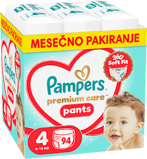 Hlačne plenice velikost 4 - mesečno pakiranje (9-15 kg) Pampers Premium Care