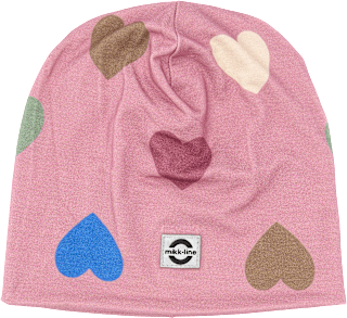 Beanie mit Herz-Muster, rosa, Gr. 122/128 Mikk-Line
