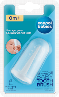 Pierwsza szczoteczka do zębów z wypustkami masującymi, w pojemniku Canpol babies