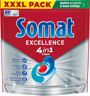 Kapsule za strojno pomivanje posode Excellence 4 v 1 Somat