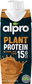 High Protein sójový nápoj s příchutí karamelu a kávy alpro
