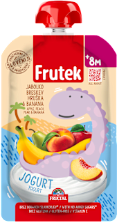 Mlečna kašica iz jabolk, breskev, hrušk, banan in jogurta z dodatkom vitamina C, od 8. meseca Frutek