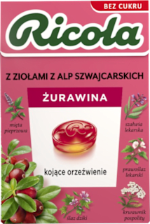 Cukierki z ziołami z alp szwajcarskich Żurawina Ricola