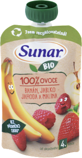 Kapsička banán, jablko, jahoda a malina Sunar