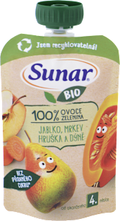 Kapsička jablko, hruška, mrkva a tekvica Sunar