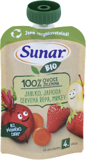 Kapsička jablko, jahoda, červená repa a mrkva Sunar