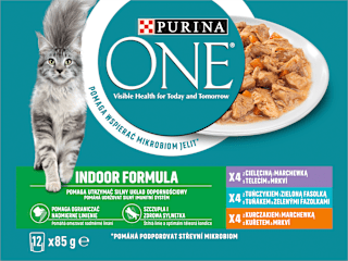 Indoor kapsičky pro kočky kuře, tuňák, telecí ve šťávě 12x85g PURINA ONE