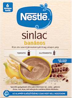 Sinlac rizs és szentjánoskenyérmag alapú pép, banános, 6 hónapos kortól Nestlé