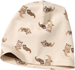 Mütze mit Ripp-Struktur & Otter-Muster, beige, Gr. 50/51 ALANA