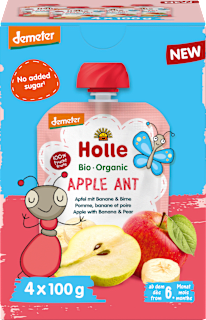 Quetschie Apple Ant Apfel mit Banane & Birne ab dem 6. Monat Holle