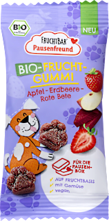 Kindersnack Frucht-Gummi Apfel, Erdbeere, rote Bete ab 3 Jahren FRUCHTBAR Pausenfreund