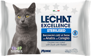 Multi pakiranje mokre hrane za sterilizirane mačke Raca + Zajec, 4x100 g LECHAT EXCELLENCE
