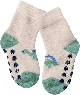 ABS Socken mit Dino-Motiv, beige & grün, Gr. 23/26 ALANA